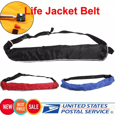 Manual Inflatable Belt Life Jacket Boating Swimming W/Reflective Tapes Whistle • $22.79