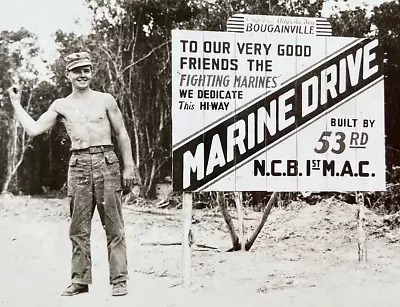 $175 • Buy WW2 US MARINE CORPS USMC 1st MARINE AMPHIBIOUS CORPS BOUGANVILLE CAMPAIGN PHOTO
