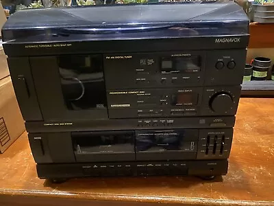 Magnavox Belt Drive Turntable CDAM FM Dual Cassette Model FCD196BK01 Works • $75