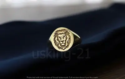 925 Silver Gold Plated Men's Lion Face Engagement Wedding Band Ring For Gift • $184.50