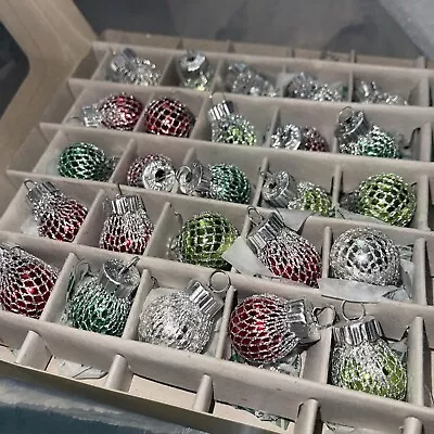 NIB Christopher Radko Shiny Bright Ornaments Mini Silver Netting 25 Count In Box • $24