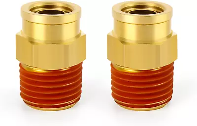 GASHER 2PCS Brass DOT Push To Connect Fittings 3/8  NPT X 1/2 OD Straight Push  • $20.45