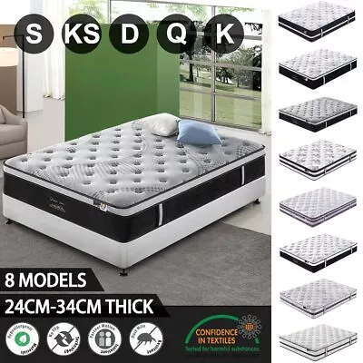 Queen Double King Single Mattress Bed Euro Top Pocket Spring Latex Chiropractic • $129