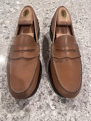 Men's Polo Ralph Lauren Tan Leather Slip On Penny Loafers Drivers Shoes 7.5D • $9.99