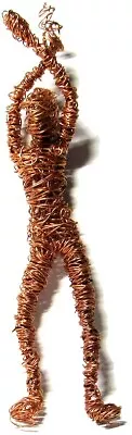 VTG Sculpture Twisted Copper Wire Man With Arms Above Head 8.5  • $70.09