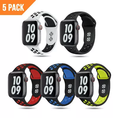 5 Pack For Apple Watch Series 8-1 Silicone Sport Band Strap 38/40/42/44/45/49mm  • $10.99