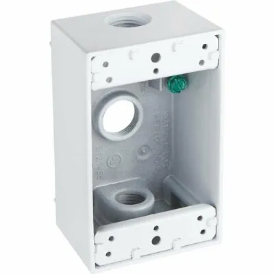  WHITE Single-Gang Aluminum Weatherproof Outdoor Outlet Box 5320-1 / 535915 • $4.99