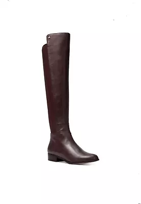 NIB Michael Kors Bromley Flat Nappa Leather Riding Boot Barolo Women's Size 6M • $189