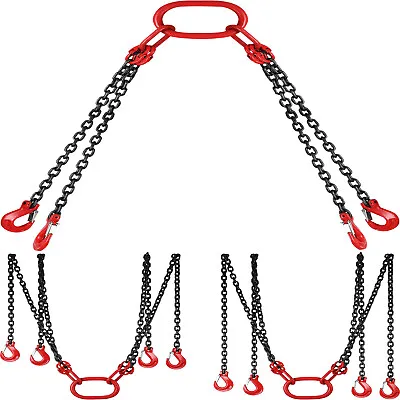 VEVOR 5/16  5ft/10ft G80 Chain Sling W/4 Legs Sling Hooks Alloy Steel • $55.99