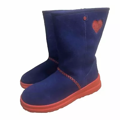 UGG Blue Red I Love Ugg Sparkle Heart Sherpa Mid-Calf Boots Women's US 6 EU 37 • $59.99