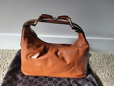 GUCCI Brown Leather Medium Horsebit Hobo Shoulder Bag 115867 - New • $950