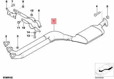 Genuine BMW E36 323ti Hatchback Exhaust Pipe Front Silencer 18101709087 • $798.76