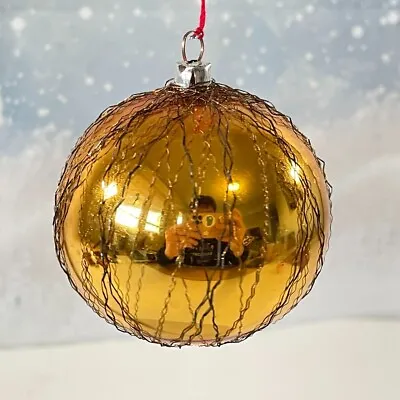 Vintage 60's Christmas Ornaments Italian Unbreakable Wire Wrapped Gold Ball • $9.56
