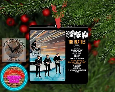 BEATLES Something New Album Cover Aluminum Square Christmas Tree Ornament +Ribbn • $12.49