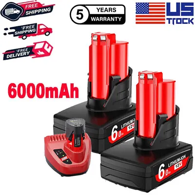 2x For Milwaukee M12 12V 9.0Ah 7Ah Extended Capacity Battery 48-11-2460 /Charger • $20.92