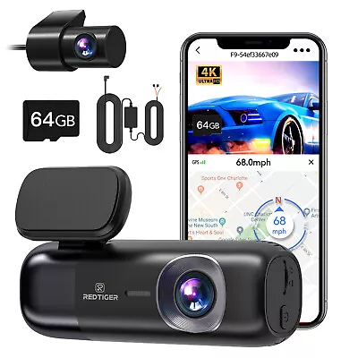 REDTIGER Dash Camera Front And Rear 4K Dash Cam WiFi & GPS With  Hardwire Kit • $159.99