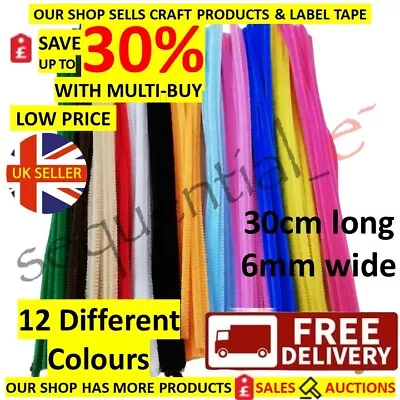 1-10000 Chenille Craft Stems Pipe Cleaners 30cm Long 6mm Wide Lots Of Colours • £41.99