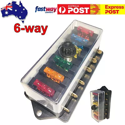 Fuse Box Blade Block Holder 12V 24V LED Car Auto Boat Marine Indicator 6 Way AU • $16.89