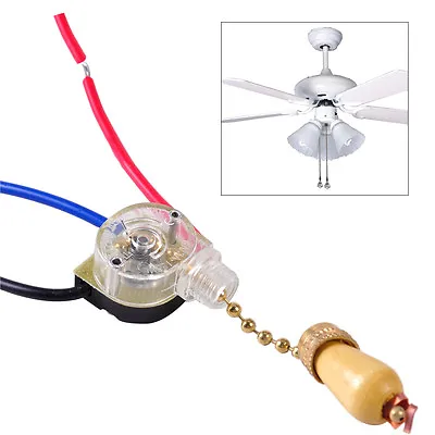 3 Wires Ceiling Fan Light Pull Chain Cord Switch Control Replacement Wall  Lamp • £4.27