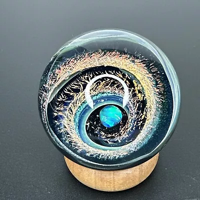 Contemporary Art Glass Marble 1.83  Handmade Vortex MIB Dichroic Opal Fumed • $159.99