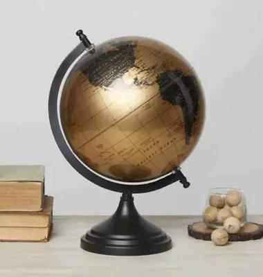 (8  Black Gold)  Educational World Globe With Heavy Metal Arc And Base Gift Item • $146.20