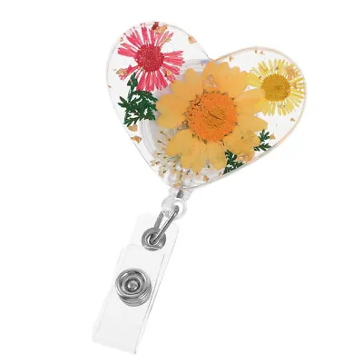  Heart Shaped ID Badge Acrylic Nurse Holders Clip Floral Reel • $6.68