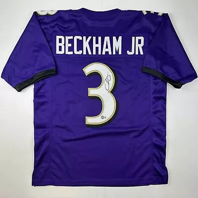 Autographed/Signed Odell Beckham Jr. Baltimore Purple Jersey Beckett BAS COA • £24.12