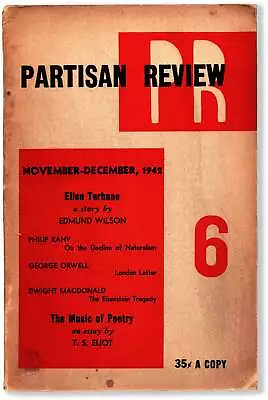 Clement Greenberg T S Eliot / PARTISAN REVIEW Vol IX No 6 1942 Vol. Ix No.6 • $12