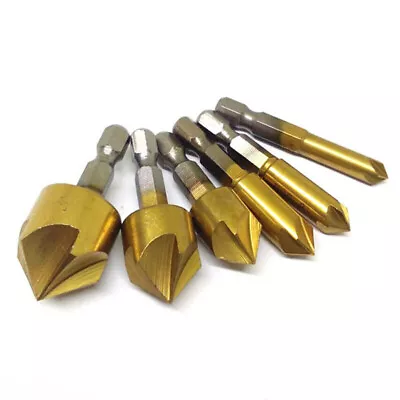 6Pcs Durable Chamfer Countersink Deburring Drill Bit HSS Cutting Metal Tools • £6.75