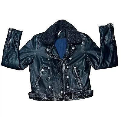 Free People Medium Ashville Vegan Faux Leather Cropped Biker Motorcycle Jacket • $59.99