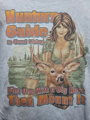 Redneck Buck Wear Y2K T-Shirt Gray XL Hunters Guide Big Rack Mount • $19.99