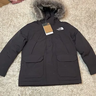 North Face Boys McMurdo Parka Waterproof 600 Fill Fur Hood Black Size XL 14/16 • $230