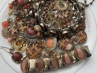 Vintage-Now Lot Junk Jewelry 100% Glass/Rhinestone/Stone Craft Broken Harvest • $16.99