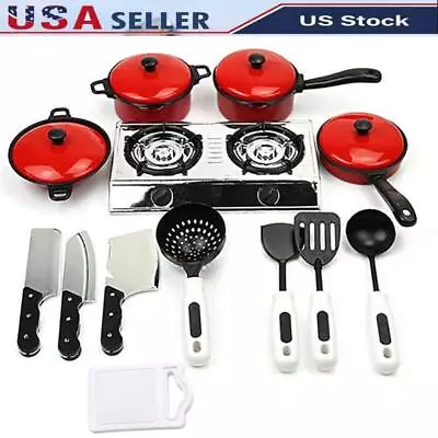 $11.59 • Buy 13PCS Kids Play Toy Kitchen Cooking Food Utensils Pans Pots Dishes Cookware Set