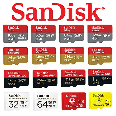 Micro SD Card SanDisk 32GB 64GB 128G 256G 512G 1TB Ultra Extreme Pro Memory Card • $10.94