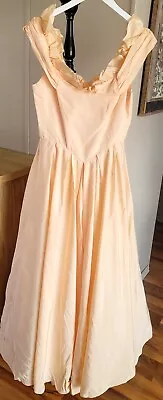 Td4 Eletra Vintage 80's Size 13/14 Prom Formal Gown Dress Taffeta Tulle Ruffle • $20