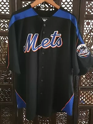 New York Mets Jersey Mens L Black Jose Reyes Majestic MLB Baseball Shea Patch • $45