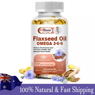 Flaxseed Oil Omega 3-6-9 Softgels Reduce Cholesterol Level Skin Health 120Pcs • $21.95