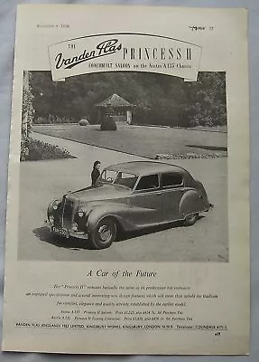 1950 Vanden Plas Princess II Original Advert • $7.66