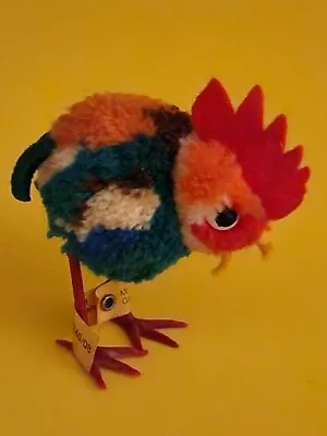 Vintage Steiff Chicken 8cm 2-3/4  Part Wool Pom Poms 1970s ID Button & Tag  • $29.50