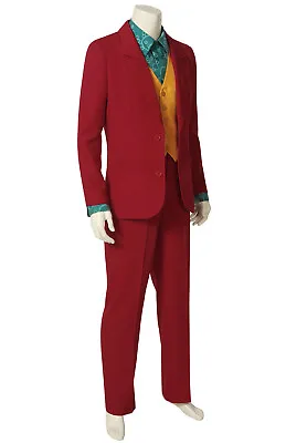 Mens Burgundy Suit 2019 Deluxe Adult Halloween Clown Costume Joker Fancy Dress • £41.99