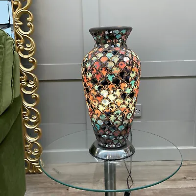 New Multi Coloured Mosaic Glass Vase Lamp - Blue & Pink Tile • £49.99