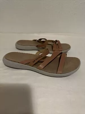 $14.88 • Buy Merrell Leather Sandals Sz 6 Glade Slide Flats Natural Tan