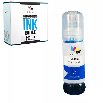 1 PK Replacement Epson 512 Cyan Ink Bottle Fits Expression Premium ET 7700 7750 • $9.89