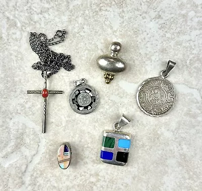 6 Vintage Southwestern Mexico Sterling Silver Pendants Weight 50g • $10.50