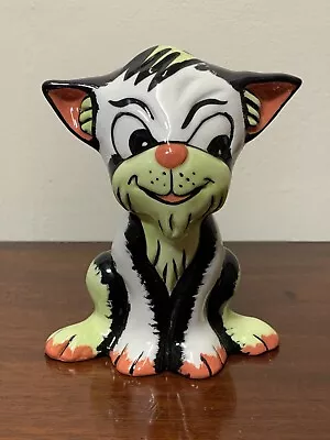 Signed Lorna Bailey Studio Pottery Cat Figure - White Red & Lime Green • £45