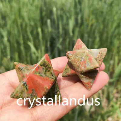 £9.49 • Buy 1pc Natural Unakite Merkaba Star Carved Quartz Crystal Pendant Reiki Ornament