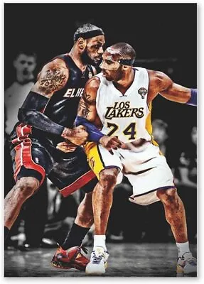 $14.90 • Buy Kobe Bryant Poster Lebron James Poster Competitive Poster With Basketball Sports