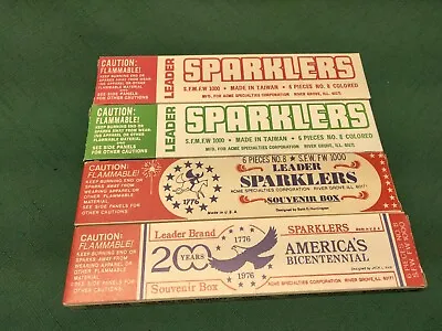 Lot Of 4 Different Vintage 1970's Leader Sparklers Boxes ~ Bicentennial PRISTINE • $69.95