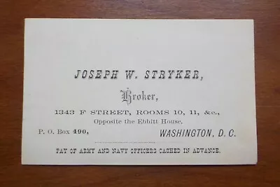 CIVIL WAR Business Card Washington D.C. Army & Navy Pay Cashed • $15.99